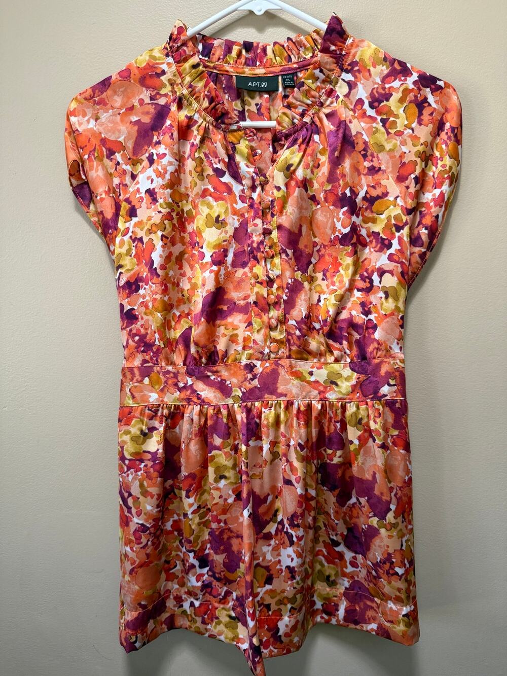 APT.9 Petite Floral Blouse Short Sleeves Top Size: Petite L | Regular M